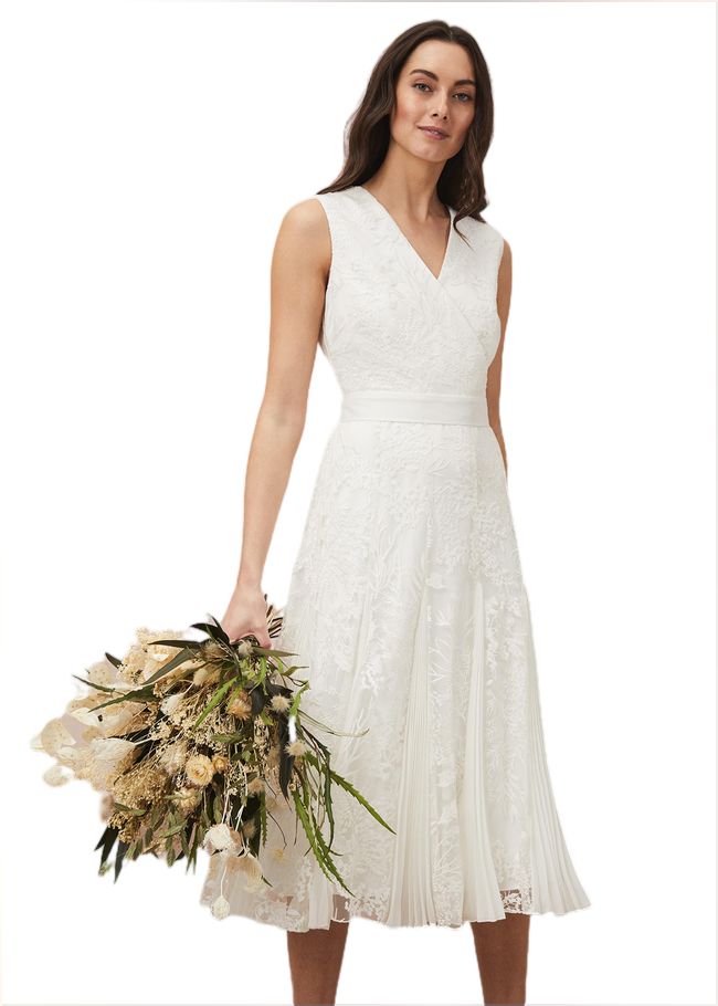 Caterina Embroidered Flared Wedding Dress Pale Cream 208358653