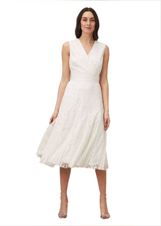 Caterina Embroidered Flared Wedding Dress Pale Cream 208358653