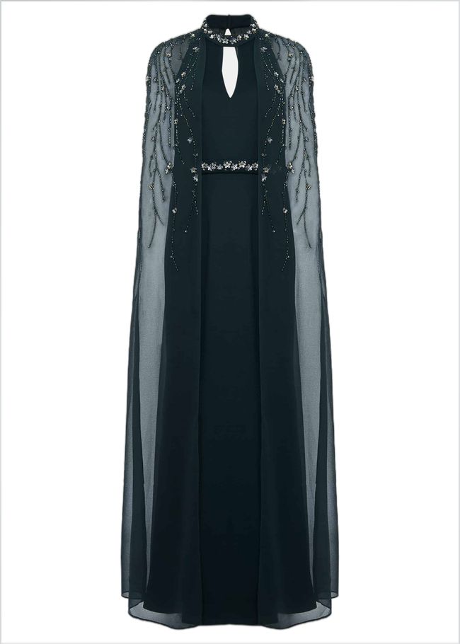  Kacy Beaded Cape Dress Petrol 220041891