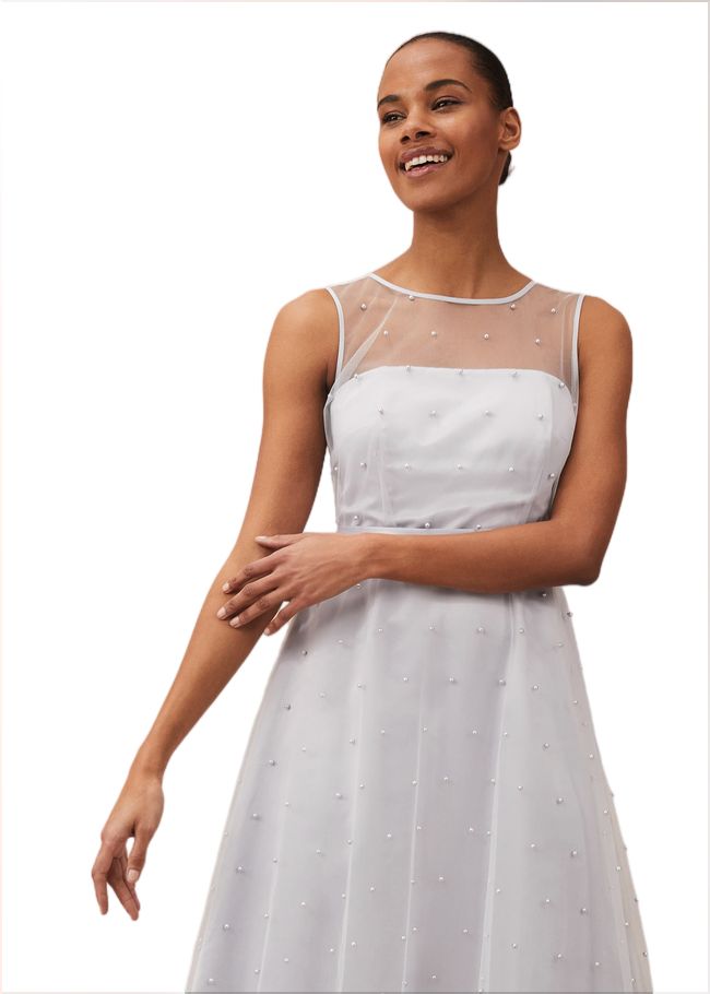  Evadine Pearl Embellished Tulle Dress Mineral 220396501