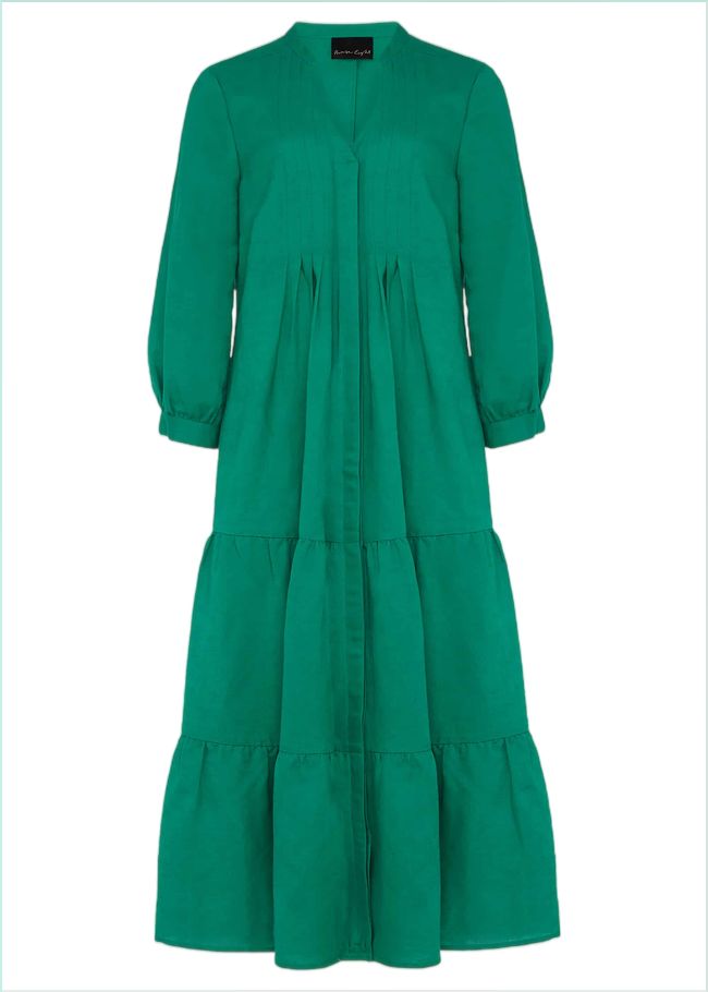  Penele Linen Midi Dress Green 220445693