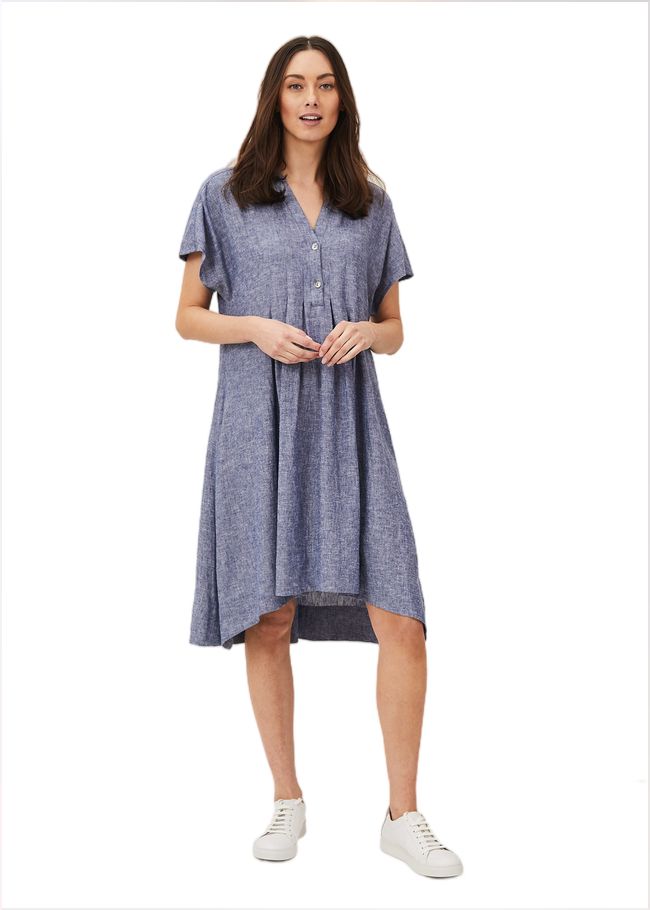  Danica Linen Swing Dress Chambray 220454027