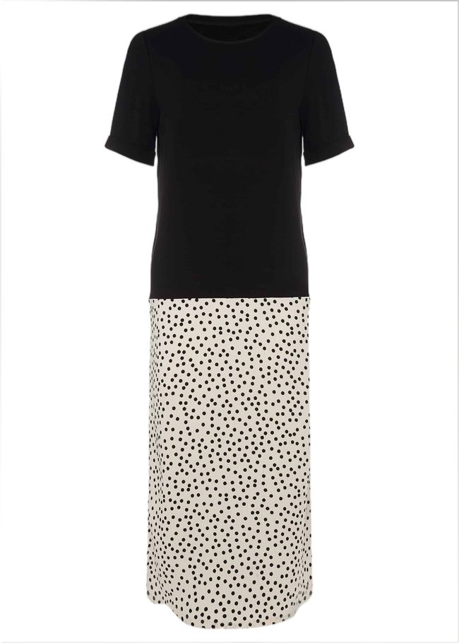  Fae Colourblock Spot Dress Black/Ivory 220528836
