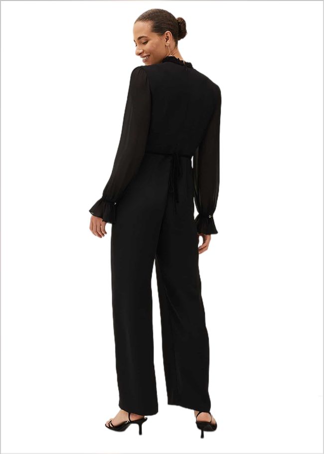  Una Velvet Trim Jumpsuit Black 220599050