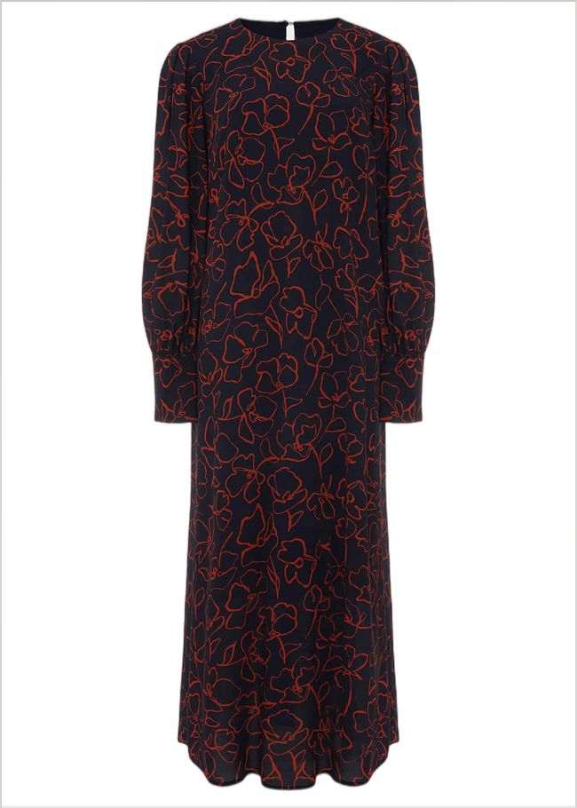  Cosmo Abstract Print Midi Dress Spice/Ink 220666261