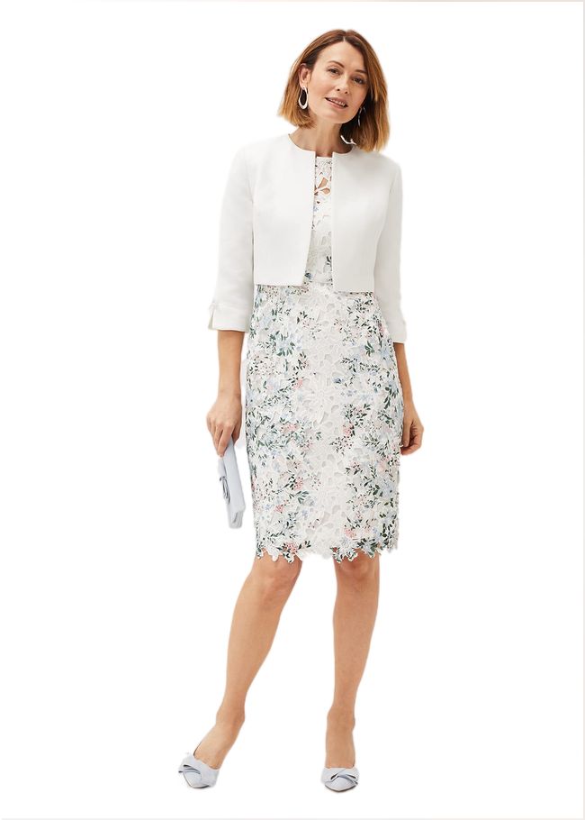  Franky Floral Lace Fitted Dress Ivory/Multi 220719931