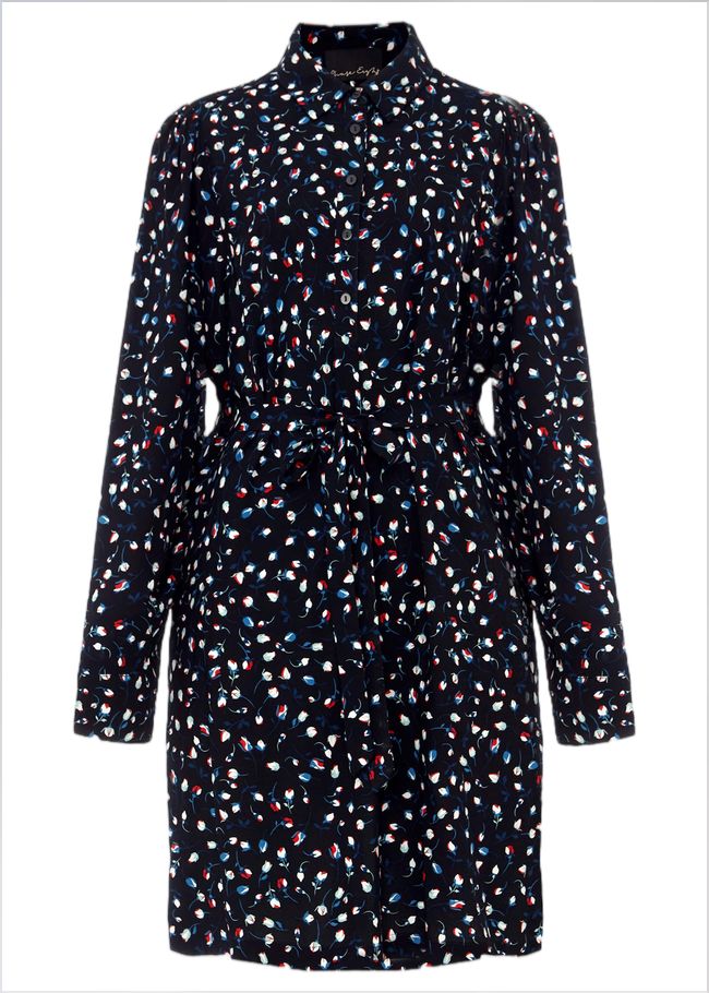 Alexandra Ditsy Print Shirt Dress Navy/Ivory 220721287