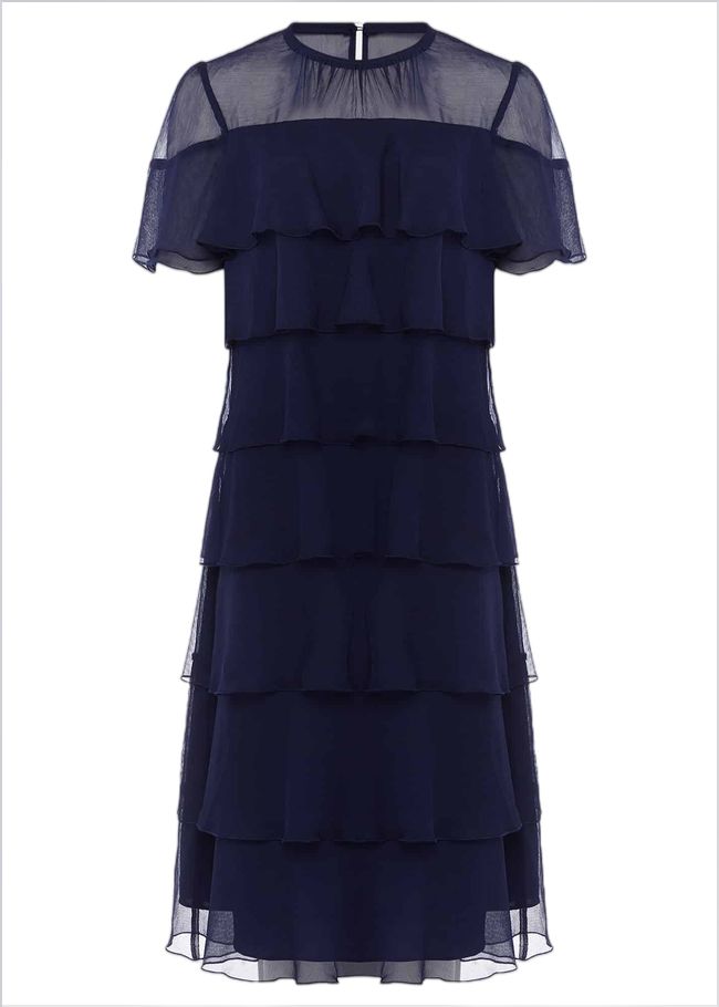  Nika Tiered Shift Dress Navy 220759351