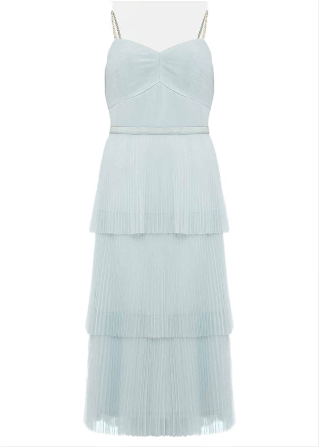  Kaia Pleated Tulle Midi Dress Eau De Nil 220767479