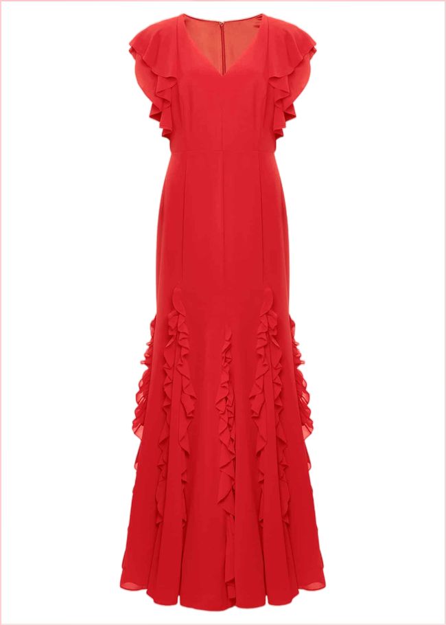  Donatella Ruffle Maxi Dress Scarlet 220791731