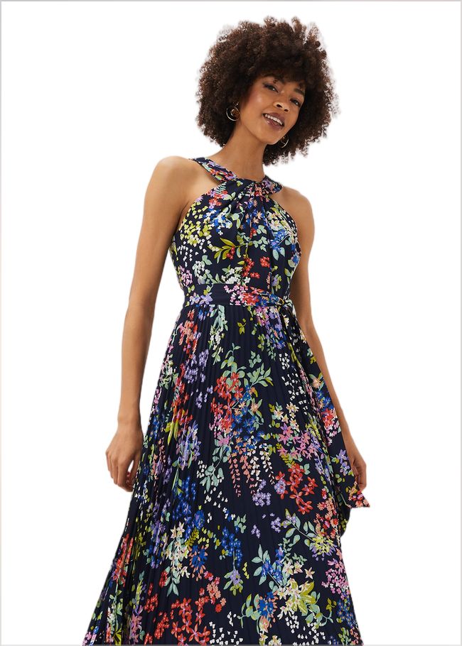  Fenella Pleated Floral Dress French Navy / Multi 220807713