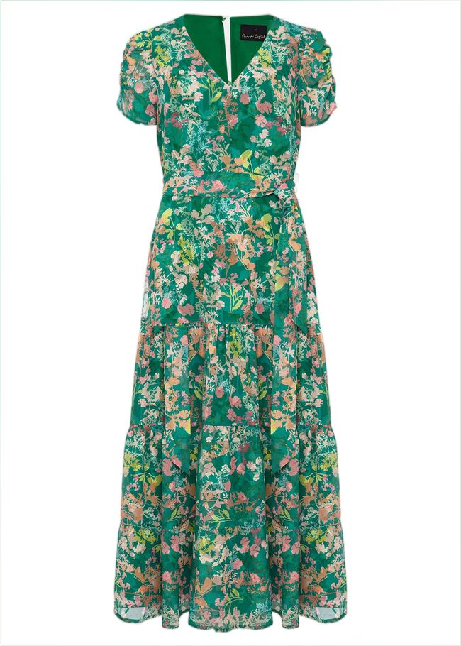  Morven Printed Tiered Dress Green/Multi 220880946