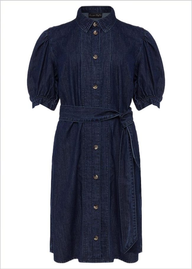  Josephine Denim Puff Sleeve Dress Indigo 221010353