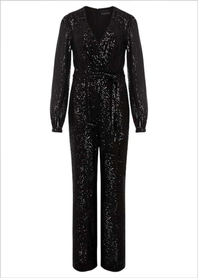  Alessandra Sequin Jumpsuit Black 221054050