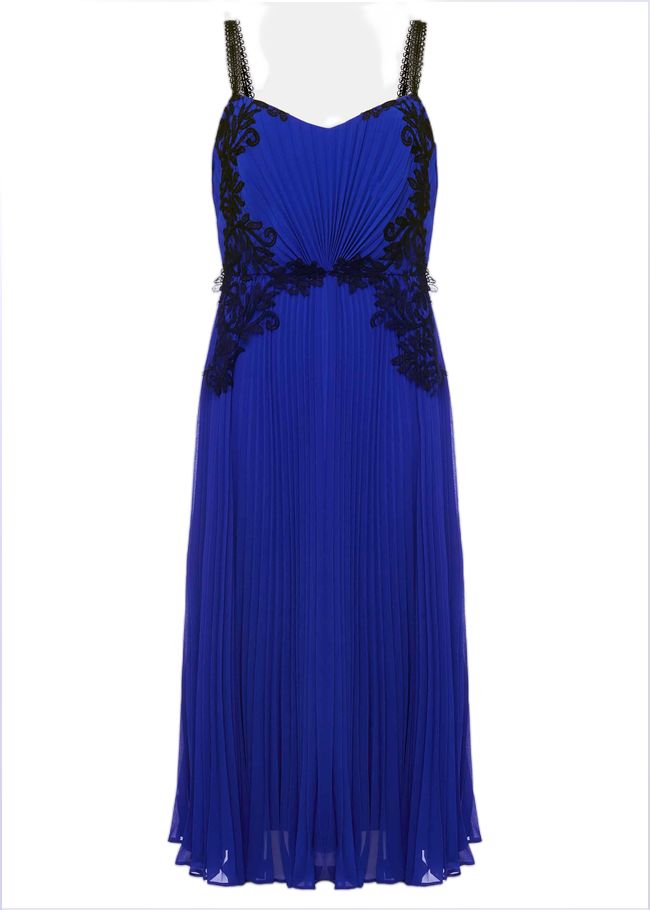  Tiffany Lace Pleated Midi Dress Cobalt 221060751