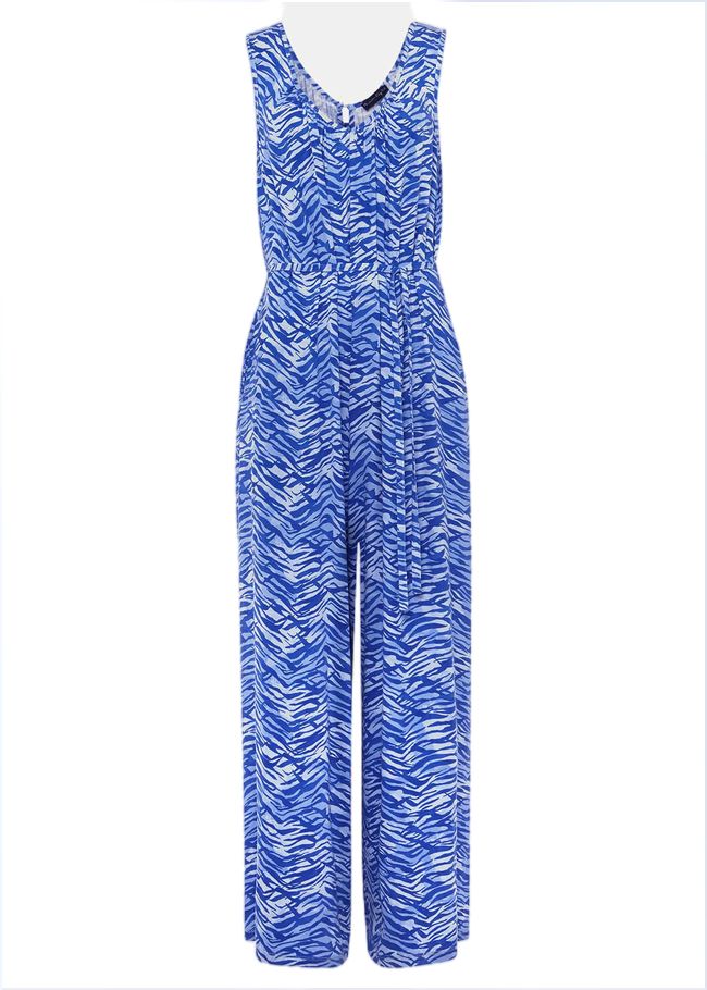  Juliana Zebra Print Jersey Jumpsuit Blue 221081408