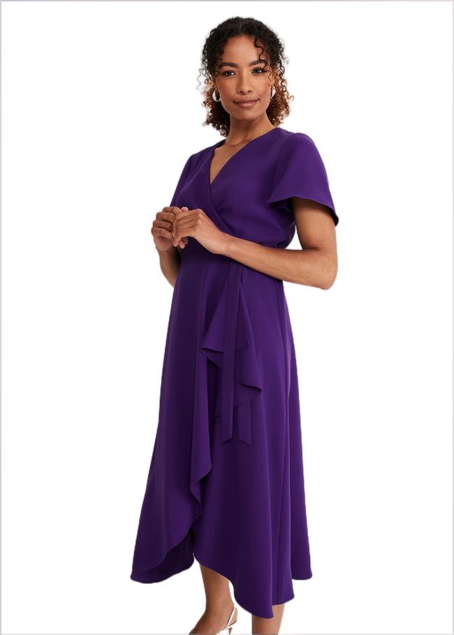  Julissa Ruffle Wrap Midi Dress Violet 221166700