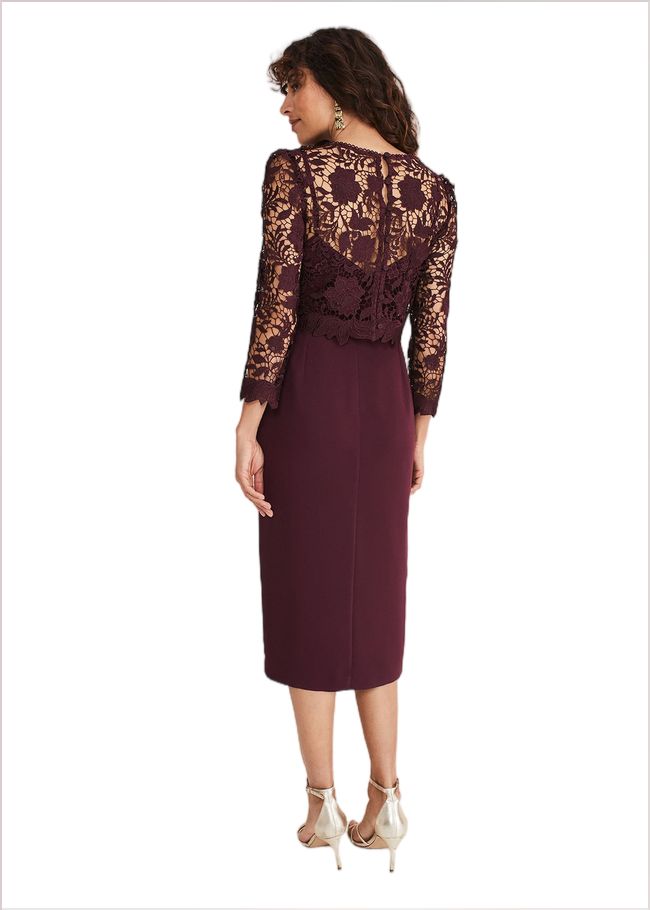  Adeline Double Layer Lace Dress Dark Plum 221168011