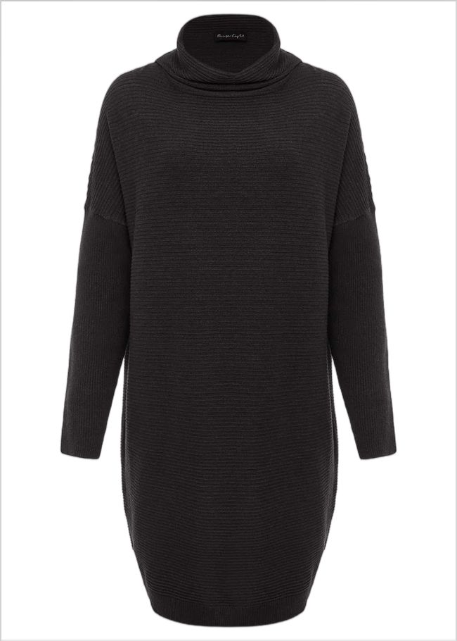  Jocelin Roll Neck Knit Dress Charcoal 221181153