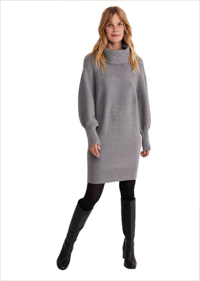  Dahlie Knitted Chunky Jumper Dress Mid Grey 221189440 3
