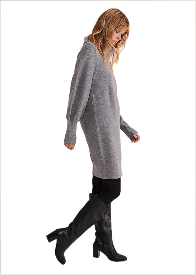  Dahlie Knitted Chunky Jumper Dress Mid Grey 221189440 5