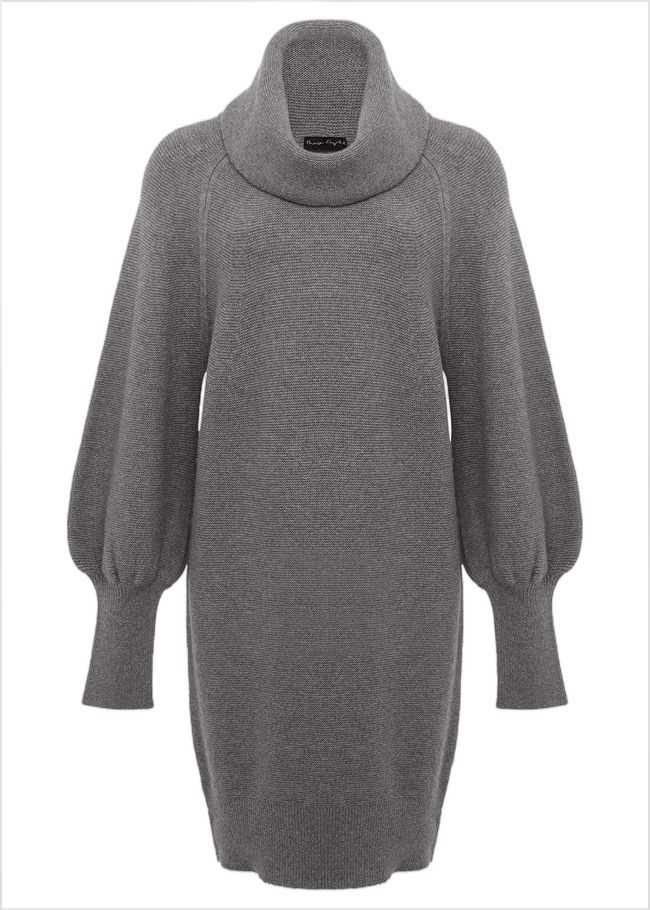  Dahlie Knitted Chunky Jumper Dress Mid Grey 221189440 6