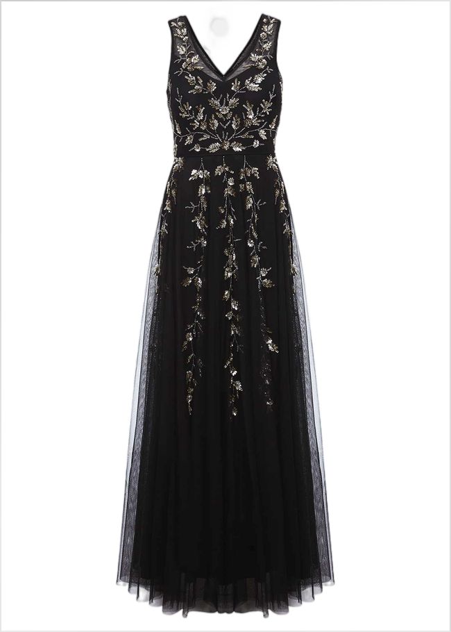  Anabella Beaded Tulle Dress Black/Gold 221209029