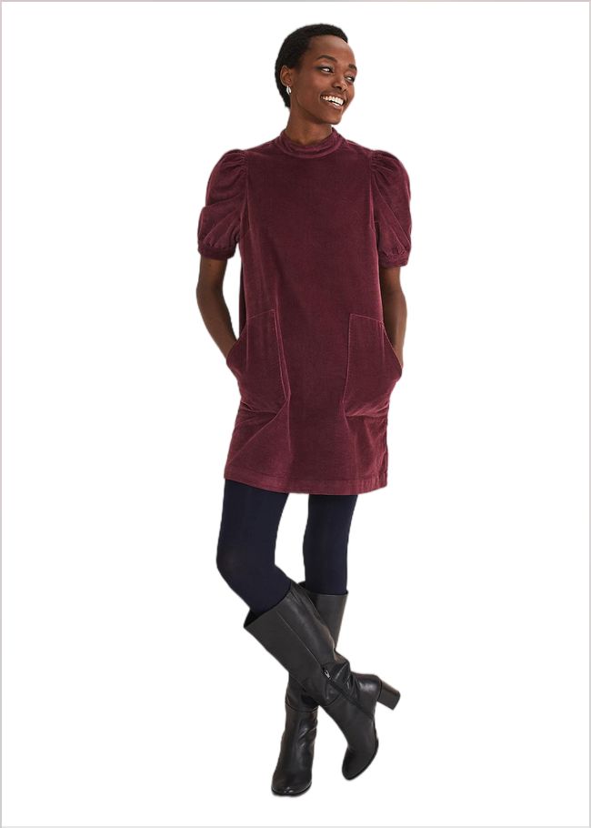  Elektra Corduroy Dress Burgundy 221212258