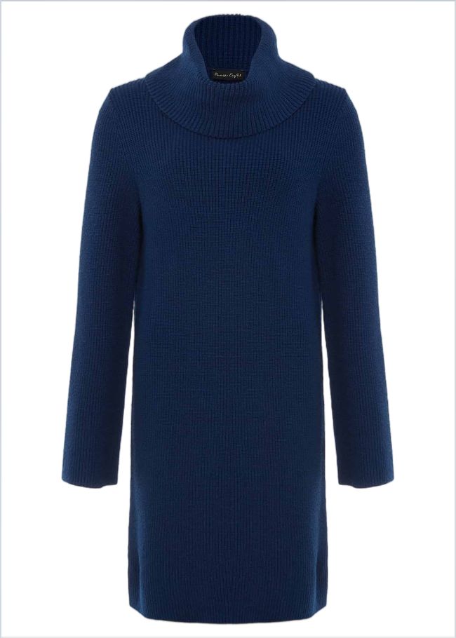  Saffie Cosy Ribbed Sleeve Knit Dress Dark Teal 221218249