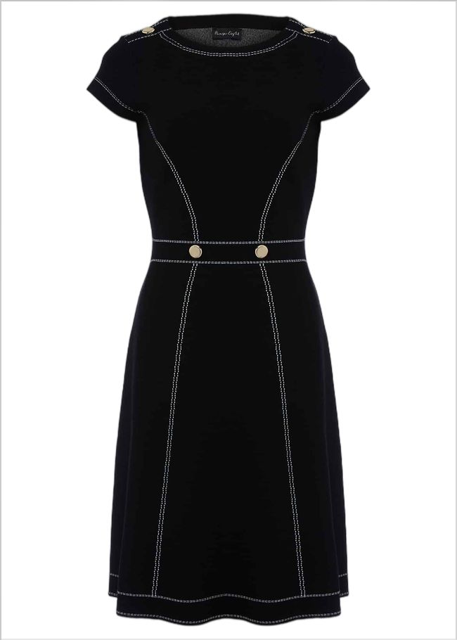  Amaya Contrast Stitch Detail Dress Black 221220050