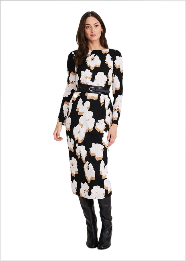  Kinzlee Printed Jersey Dress Black/Ivory 221232230