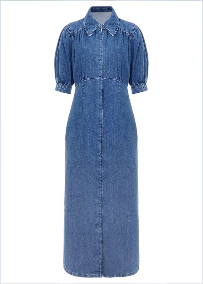  Cosette Denim Midaxi Dress Blue 221252408
