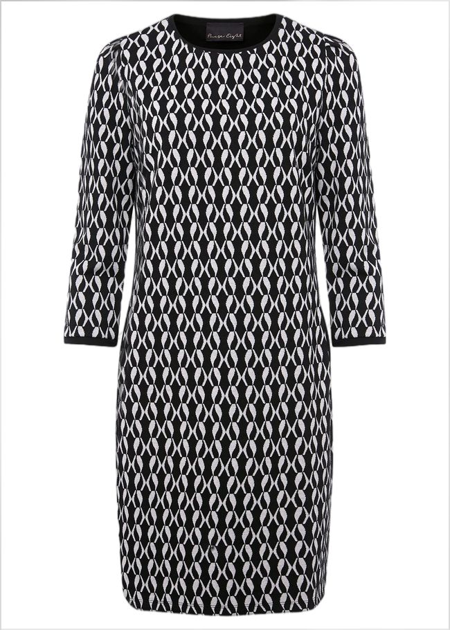  Katrine Geo Jacquard Dress Black/Ivory 221254230