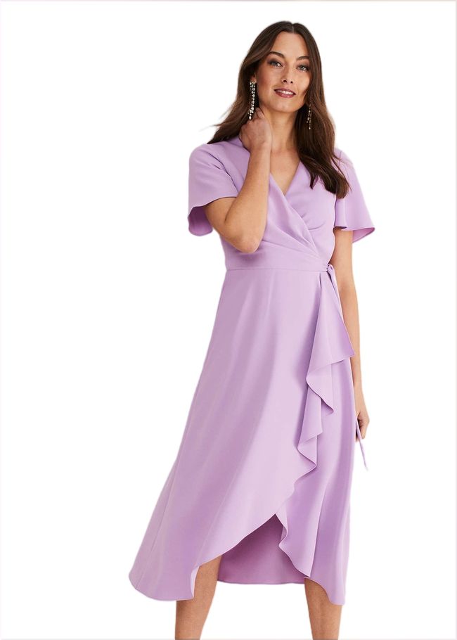  Julissa Ruffle Wrap Midi Dress Crocus 221400724