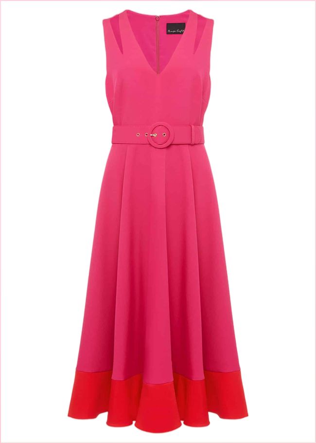  Raquel Belted Fit And Flare Dress Fuchsia/Red 221436697