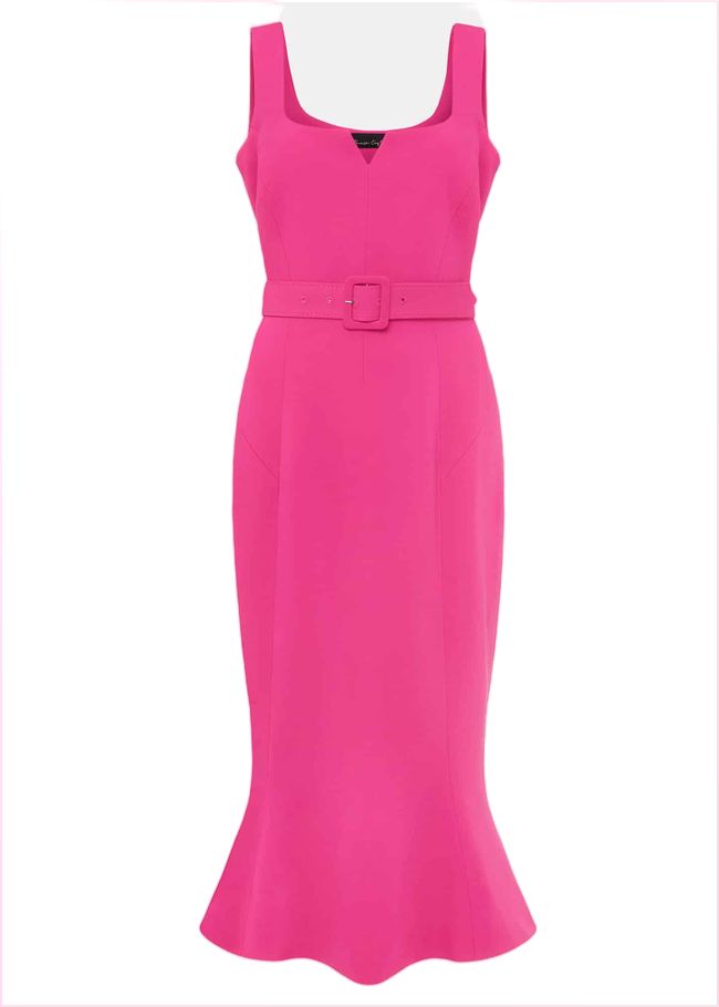  Adria Pink Fitted Midi Dress Hot Pink 221445694
