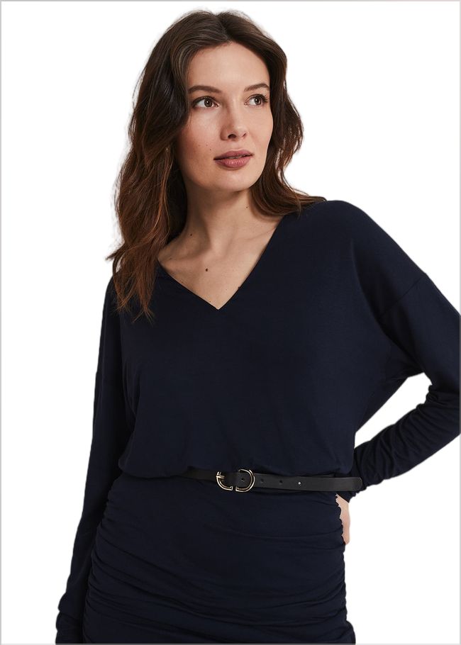  Jules Jersey Belted Batwing Dress Navy 221511351
