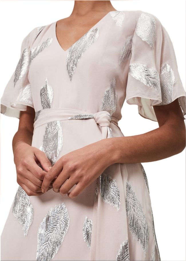  Larah Lurex Feather Jaquard Maxi Dress Misty Mauve/Silver 221523392