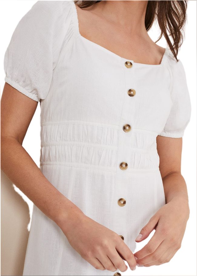  Maribella Linen Midi Dress White 221578055