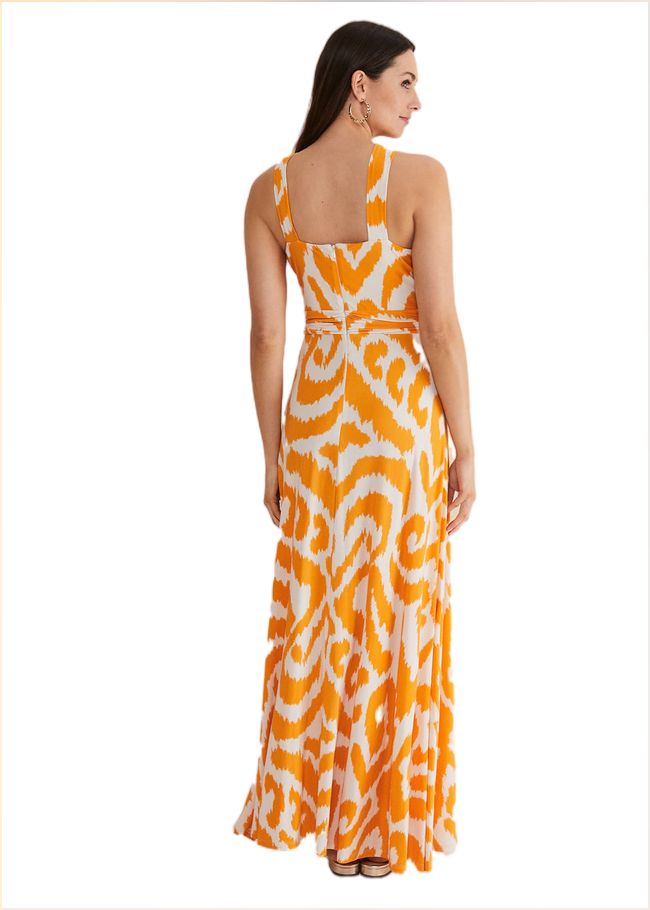  Maude Printed Jersey Maxi Dress Orange/Cream 221580579