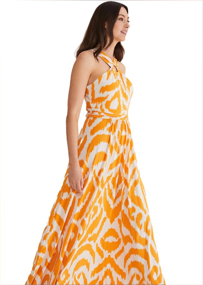  Maude Printed Jersey Maxi Dress Orange/Cream 221580579
