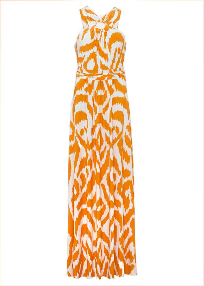  Maude Printed Jersey Maxi Dress Orange/Cream 221580579