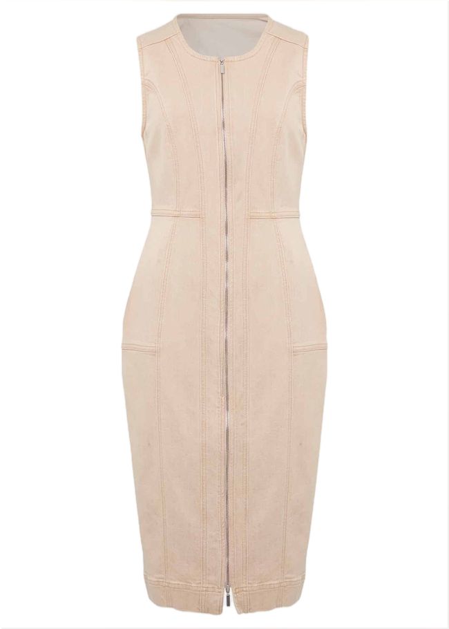  Denise Denim Bodycon Dress Ecru 221701383