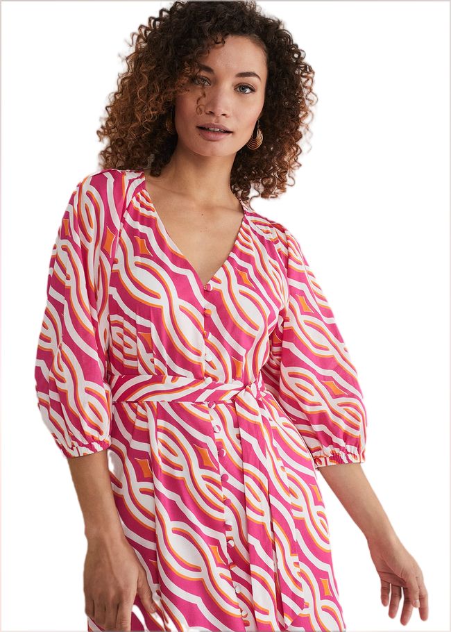  Georgie Cotton Geo Midi Dress Pink 221786300