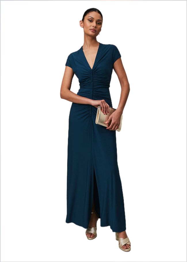  Daisy Ruched Maxi Dress Teal 221803402