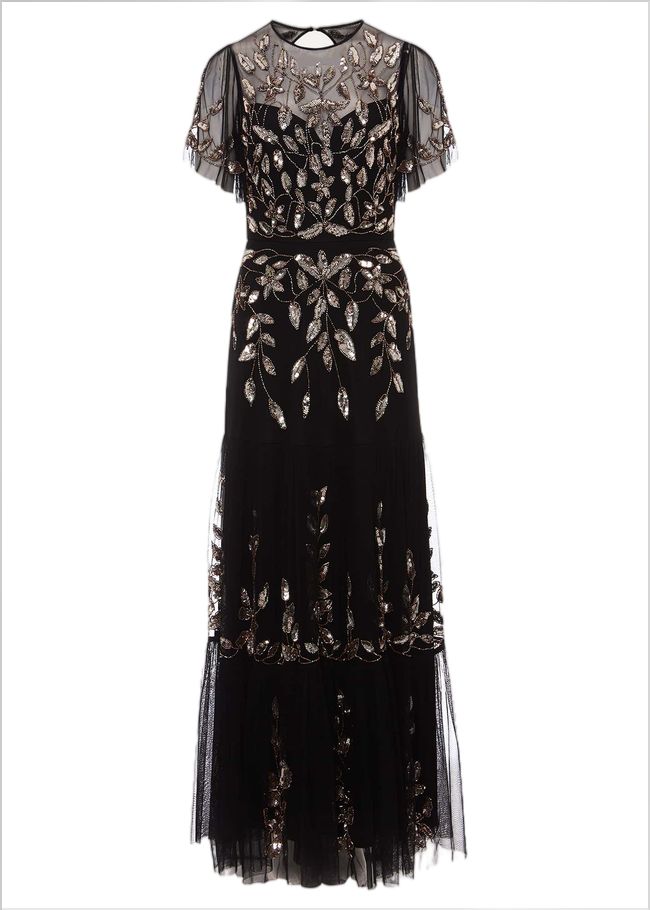  Hilary Beaded Tiered Maxi Dress Black 221823050