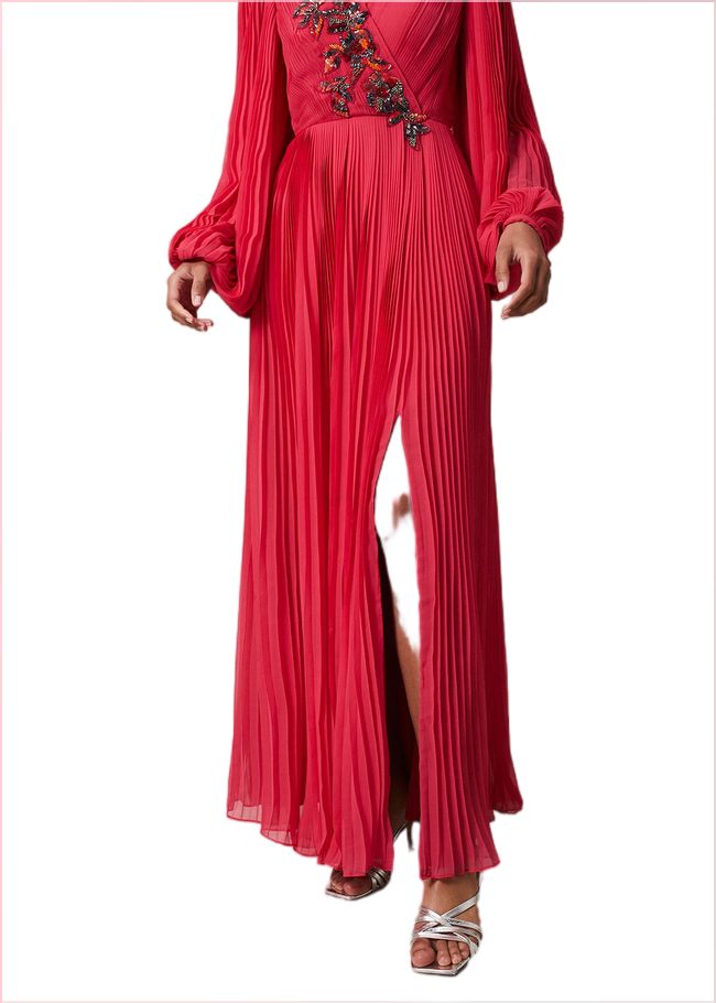  Lillian Pleated Wrap Maxi Dress Pink 221829300
