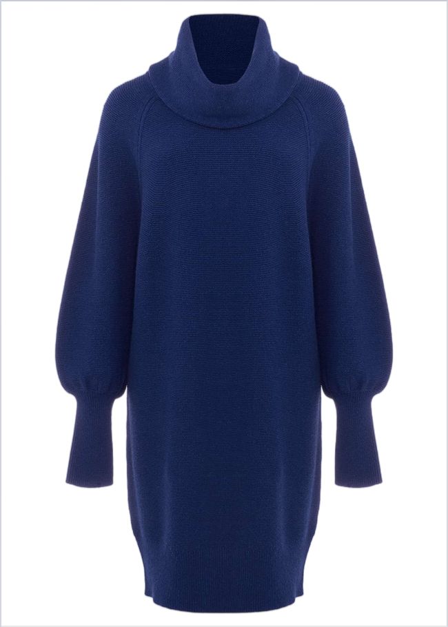  Dahlie Chunky Knit Tunic Mini Dress Royal Blue 221849619