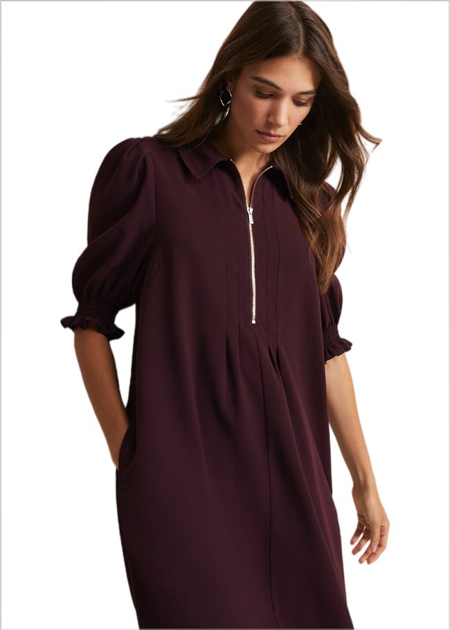  Candice Burgundy Zip Mini Dress Wine 221857257