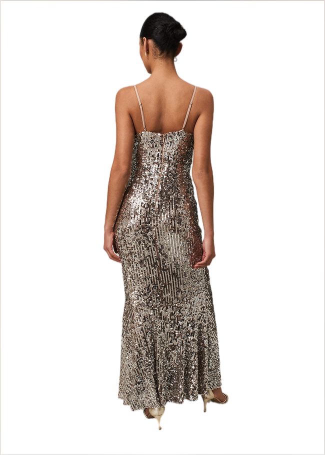  Thalia Sequin Maxi Dress Silver 221866065